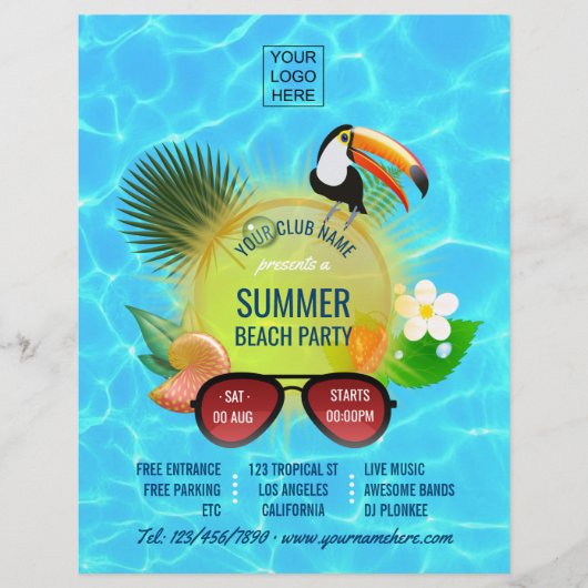 Aangepast voor Club Summer Beach Party toevoegen f Flyer (Voorkant)