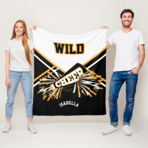 Aangepast - Voor een 📣 Cheerleader - wit, goud en Fleece Deken
