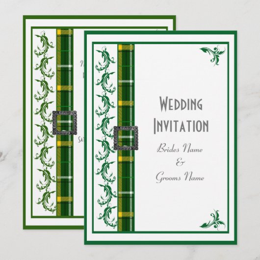 Aangepast voor groene en witte tartan kaart (Voorkant / Achterkant)