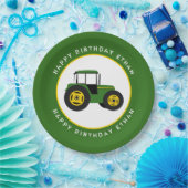 Aangepast voor groene tractor papieren bordje (Feest)