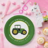 Aangepast voor groene tractor papieren bordje (Feest)