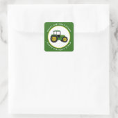 Aangepast voor groene tractor vierkante sticker (Tas)