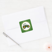 Aangepast voor groene tractor vierkante sticker (Envelop)