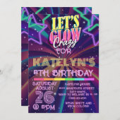 Aangepast voor Kinder Glow Birthday Party Kaart (Voorkant / Achterkant)