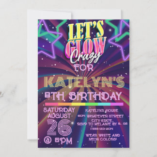 Aangepast voor Kinder Glow Birthday Party Kaart