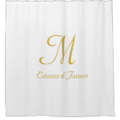Aangepast voor moderne gouden en witte monogram douchegordijn (Voorkant)