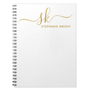 Aangepast voor moderne monogram Gold Script-kallig Notitieboek