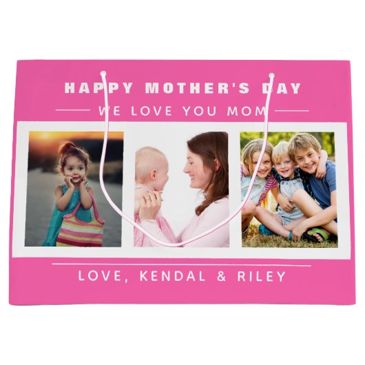 Aangepast voor moederdag fotocollage groot cadeauzakje (Voorkant)