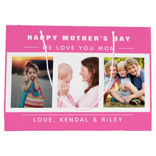 Aangepast voor moederdag fotocollage groot cadeauzakje (Achterkant)