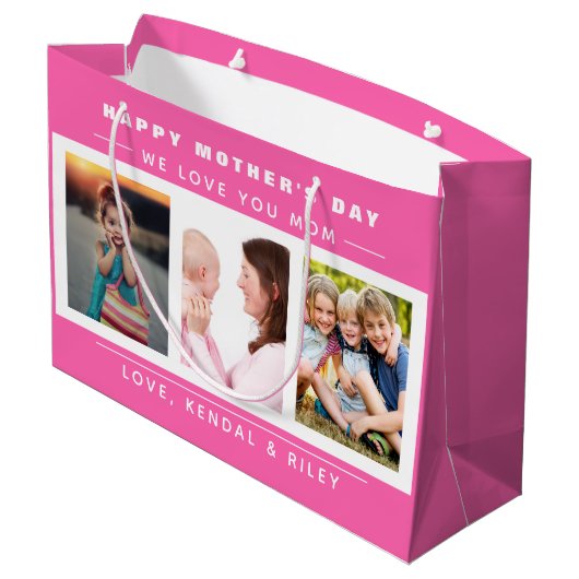 Aangepast voor moederdag fotocollage groot cadeauzakje (Achterkant Gekanteld)