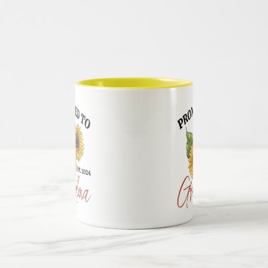 Aangepast voor oma-zonnebloempitten tweekleurige koffiemok (Center)