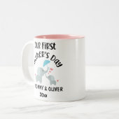 Aangepast voor onze eerste Moederdag 2023 Tweekleurige Koffiemok (Voorkant links)