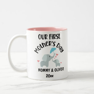 Aangepast voor onze eerste Moederdag 2023 Tweekleurige Koffiemok
