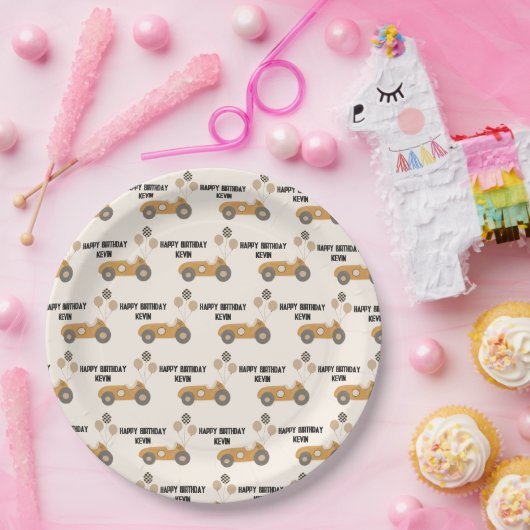 Aangepast voor  rackauto op thuisdag papieren bordje (Feest)