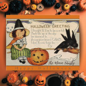 Aangepast voor  Retro Happy Halloween-groet Feestdagenkaart