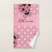 Aangepast voor Roze Ladybug Bad Handdoek (Handdoek)