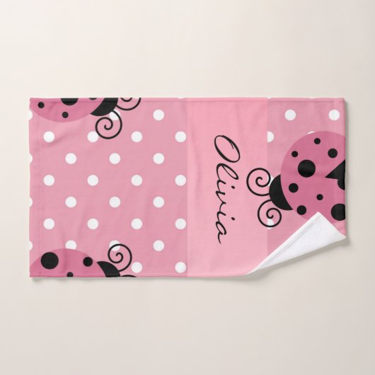 Aangepast voor Roze Ladybug Bad Handdoek (Handdoek)