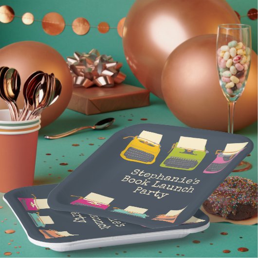 Aangepast voor schrijfmachines Boek starten Papieren Bordje (Multi)