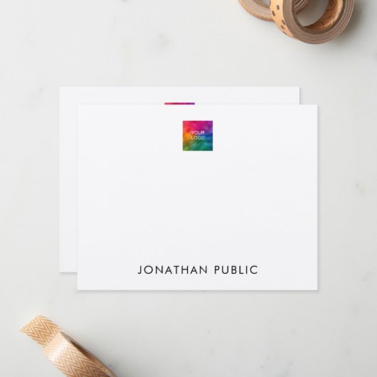 Aangepast voor uw eigen Logo in Kraft Paper Notitiekaartje (Voorkant / Achterkant in situ)