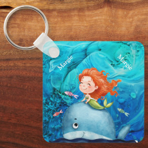 Aangepast voor zeebaars en walvis sleutelhanger