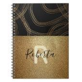 Aangepast voor zwart-wit en brons Glitter Trendy C Notitieboek (Voorkant)