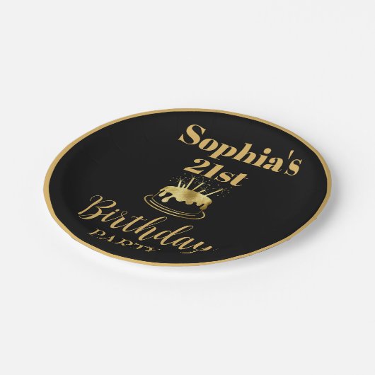 Aangepast voor zwarte en gouden verjaardag papieren bordje (Gekanteld)