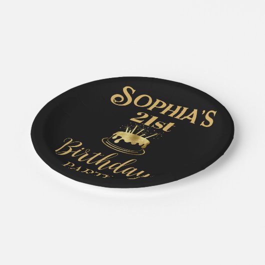 Aangepast voor zwarte en gouden verjaardag papieren bordje (Gekanteld)