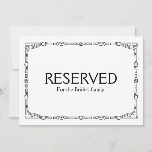 Aangepast 'voorbehouden' Art Deco Style Weddenscha (Voorkant)