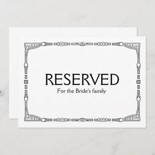 Aangepast 'voorbehouden' Art Deco Style Weddenscha (Voorkant / Achterkant)