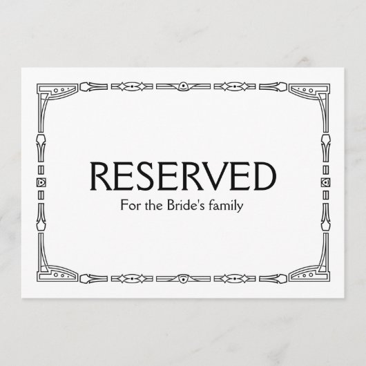 Aangepast 'voorbehouden' Art Deco Style Weddenscha (Voorkant)