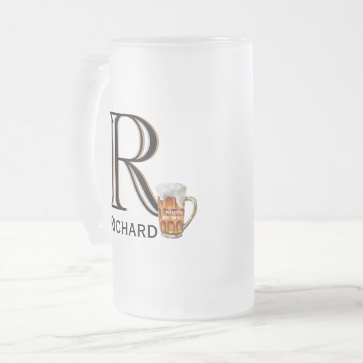 Aangepast voornaam monogram Bericht Matglas Bierpul (Voorkant links)