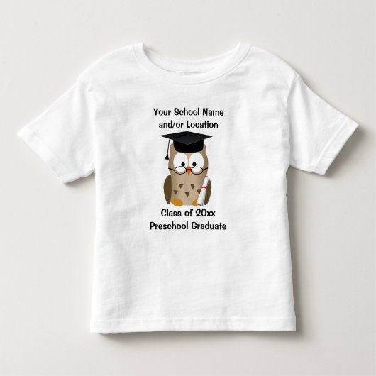 Aangepast voorschoolse Afstuderen T-Shirt, Wise Ow Kinder Shirts (Voorkant)