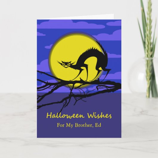 Aangepast voorste halloween voor broer, katje op f kaart (Voorkant)