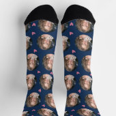 Aangepast Vriendin Foto Navy Blue Love Sokken (Top)