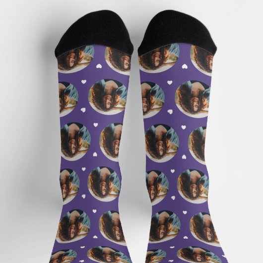 Aangepast Vriendin Foto Paarse Love Sokken (Top)