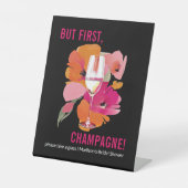 Aangepast Vrijgezellenfeest Champagne teken Reclamebord Met Voetstuk (Voorkant)