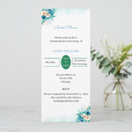 Aangepast Vrijgezellenfeest Elegant Blauwe Bloem Kaart