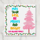 Aangepast vrolijk helder roze kerstfeest bedankjes labels (Voorkant)