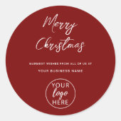 Aangepast vrolijk kerstfeest bedrijfslogo ronde sticker (Voorkant)