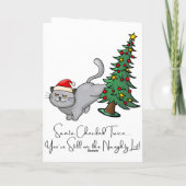 Aangepast vrolijk kerstfeest stout kat voor vriend feestdagen kaart (Achterkant)