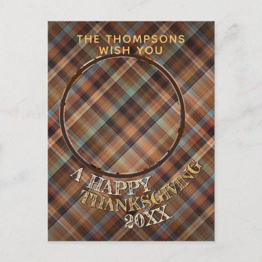 Aangepast vrolijk knuffelig Thanksgiving geruit pa Briefkaart (Voorkant)