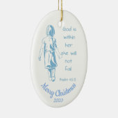 Aangepast Vrouw met kerstscripts Aanmoedigen Keramisch Ornament (Rechts)