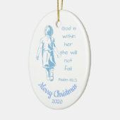 Aangepast Vrouw met kerstscripts Aanmoedigen Keramisch Ornament (Links)