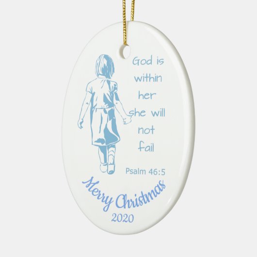 Aangepast Vrouw met kerstscripts Aanmoedigen Keramisch Ornament (Links)