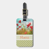 Aangepast vun Classic Poppy Flowers Meadow Field Bagagelabel (Voorkant verticaal)