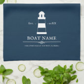 Aangepast vuurtoren Nautical Blue Theedoek (Gevouwen)