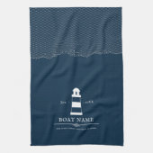 Aangepast vuurtoren Nautical Blue Theedoek (Verticaal)