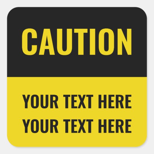 Aangepast waarschuwingsteken geel zwart vierkante sticker (Voorkant)