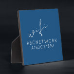 Aangepast wachtwoord voor WiFi-verbinding, Teken b Fotoplaat<br><div class="desc">Maak het voor gasten gemakkelijk om verbinding te maken met uw WiFi met dit gepersonaliseerde blauwe plaatje waarop uw netwerknaam en wachtwoord zijn weergegeven. Het ontwerp kenmerkt een moderne blauwe achtergrond met witte tekst en een klantgericht gebied voor uw netwerkdetails. Deze versie van het product is 5, 25x5, 25 inch...</div>