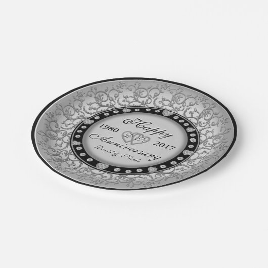 Aangepast warm monogram sierlijk Jubileum Papieren Bordje (Gekanteld)